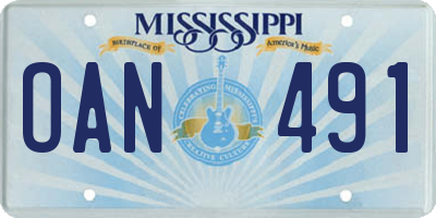 MS license plate OAN491