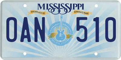 MS license plate OAN510