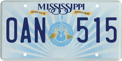 MS license plate OAN515