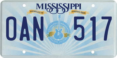 MS license plate OAN517