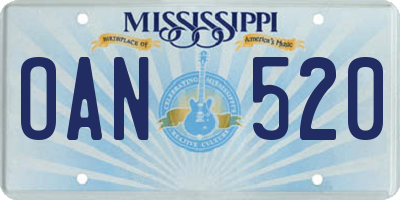 MS license plate OAN520