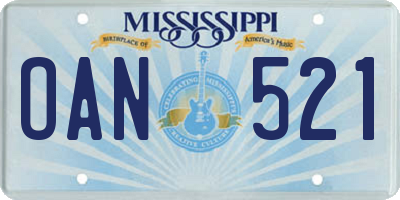 MS license plate OAN521