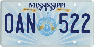 MS license plate OAN522