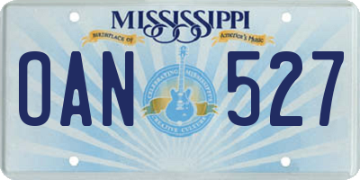 MS license plate OAN527
