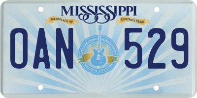 MS license plate OAN529