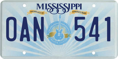 MS license plate OAN541