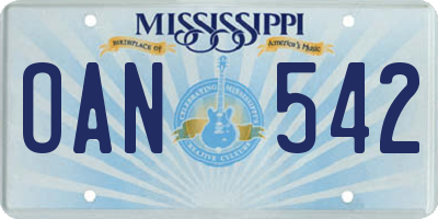MS license plate OAN542