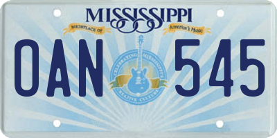 MS license plate OAN545