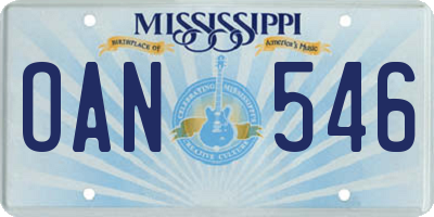 MS license plate OAN546
