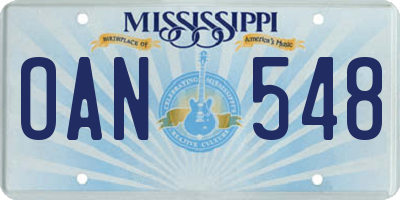 MS license plate OAN548