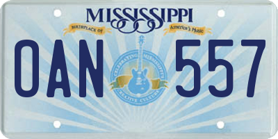 MS license plate OAN557