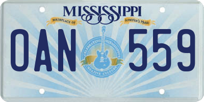MS license plate OAN559