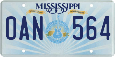 MS license plate OAN564