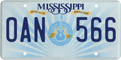 MS license plate OAN566