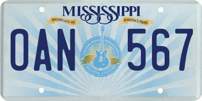 MS license plate OAN567
