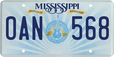 MS license plate OAN568