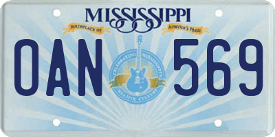 MS license plate OAN569