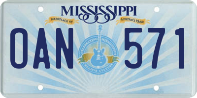 MS license plate OAN571