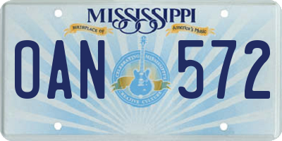 MS license plate OAN572