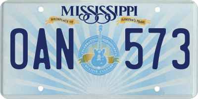 MS license plate OAN573