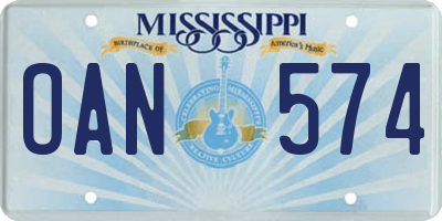 MS license plate OAN574