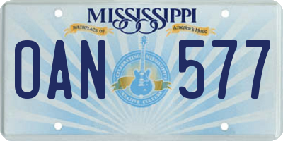 MS license plate OAN577