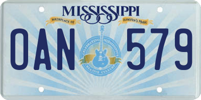 MS license plate OAN579