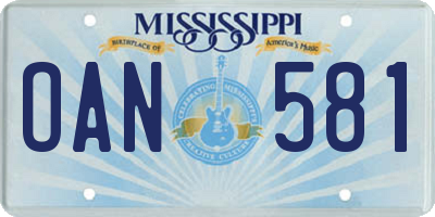 MS license plate OAN581