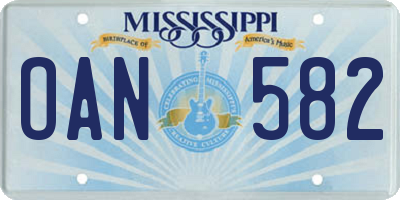 MS license plate OAN582