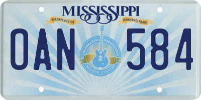 MS license plate OAN584