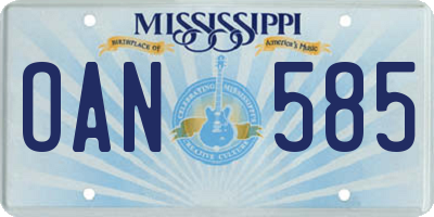 MS license plate OAN585