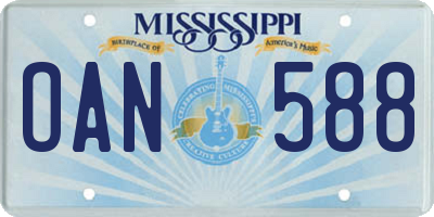 MS license plate OAN588