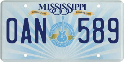 MS license plate OAN589