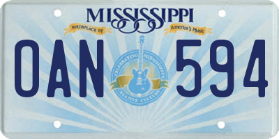 MS license plate OAN594