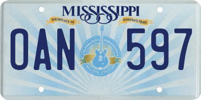 MS license plate OAN597