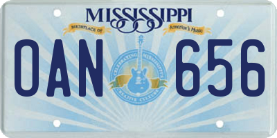 MS license plate OAN656