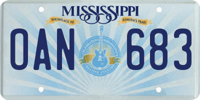 MS license plate OAN683