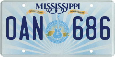 MS license plate OAN686