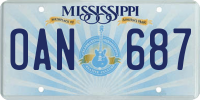 MS license plate OAN687
