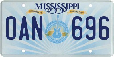 MS license plate OAN696
