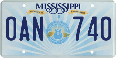 MS license plate OAN740
