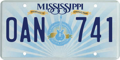 MS license plate OAN741