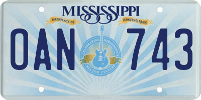 MS license plate OAN743