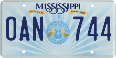 MS license plate OAN744