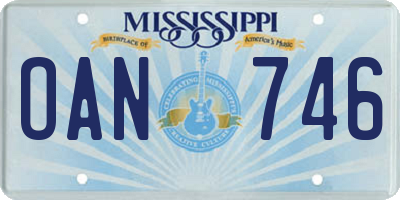 MS license plate OAN746