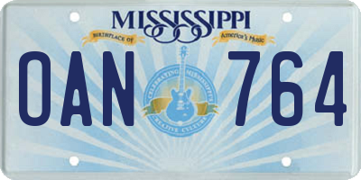 MS license plate OAN764