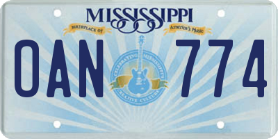 MS license plate OAN774