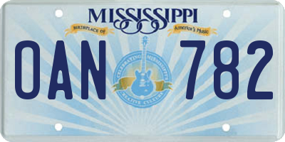 MS license plate OAN782