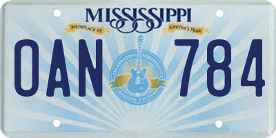 MS license plate OAN784
