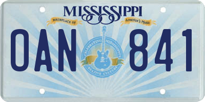 MS license plate OAN841
